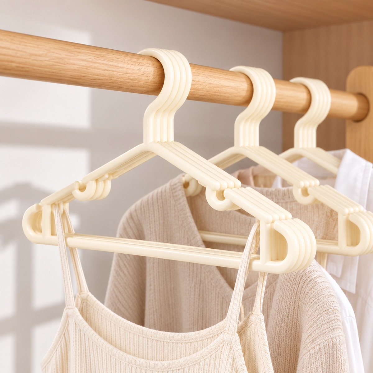 Shoulder pad groove all-season clothes hanger
